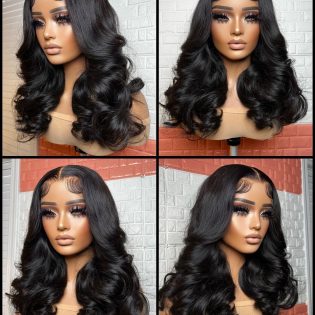 Black short lacewig
